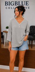 Light Gray Waffle Knit Top