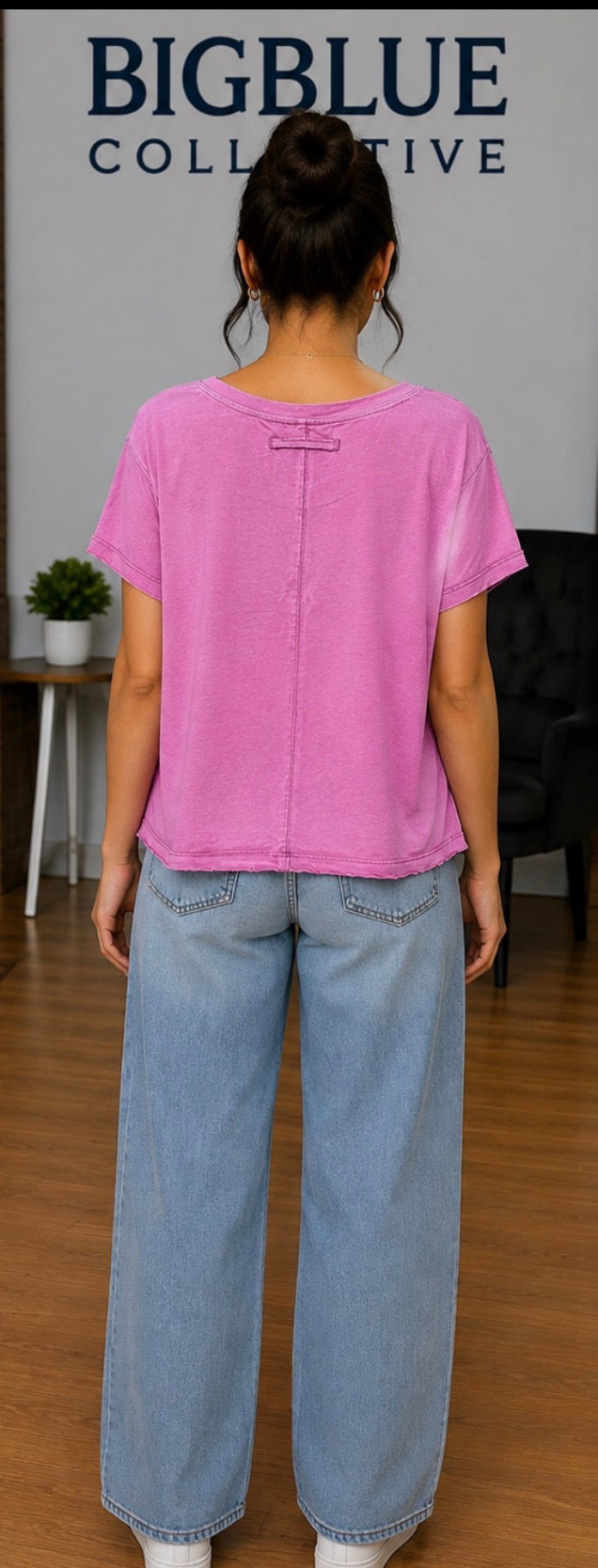 Dusty Pink Washed Short-Sleeve Top