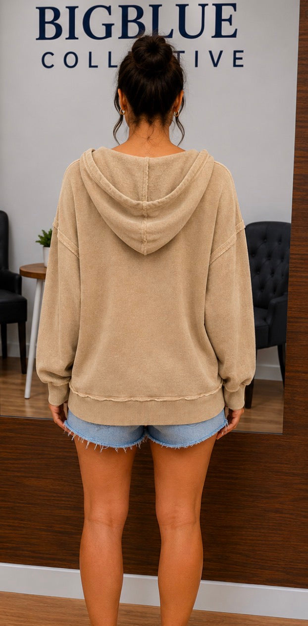 Taupe Distressed Hoodie
