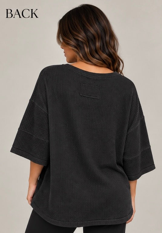 Zenana Washed Pocket Tee Black