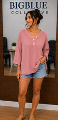 Dusty Rose Waffle Knit Top