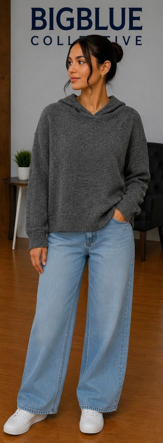 Charcoal Gray Hooded Sweater