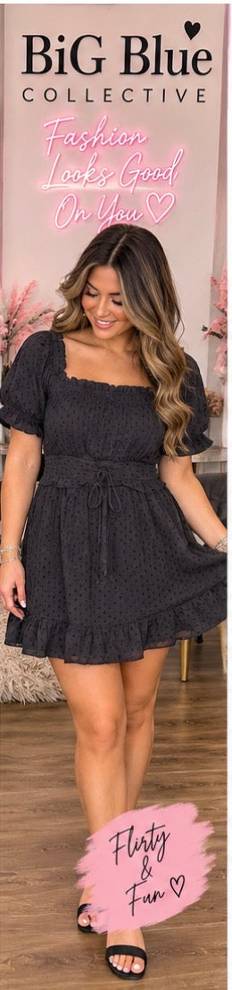 Black Textured Mini Dress