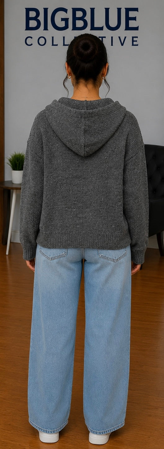 Charcoal Gray Hooded Sweater
