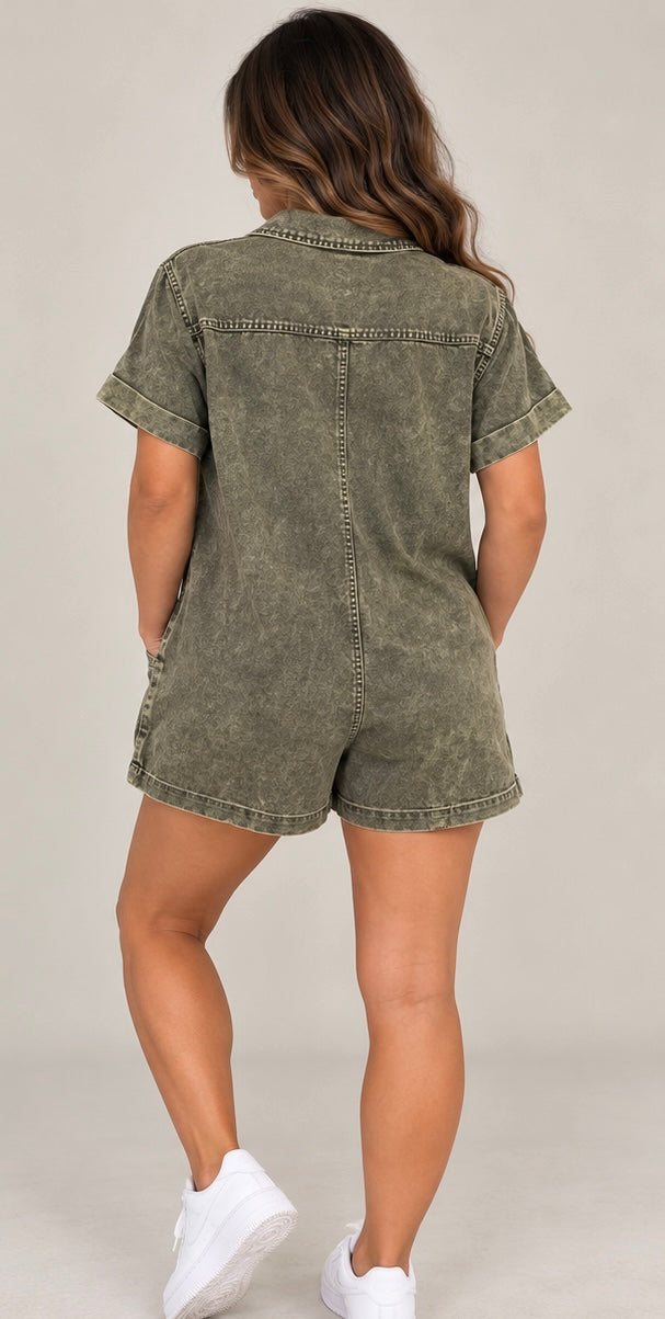Zenana Mineral Wash Romper