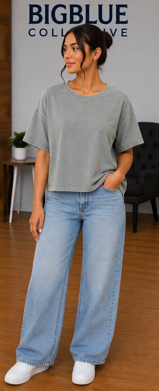Sage Gray Relaxed-Fit T-Shirt