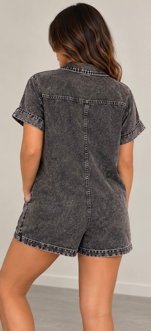 Zenana Mineral Wash Romper
