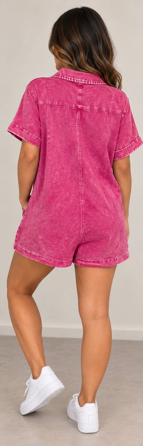 Zenana Mineral Wash Romper