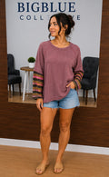 Mauve Textured Top with Statement Sleeves