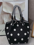 Black polkadot small tote bag