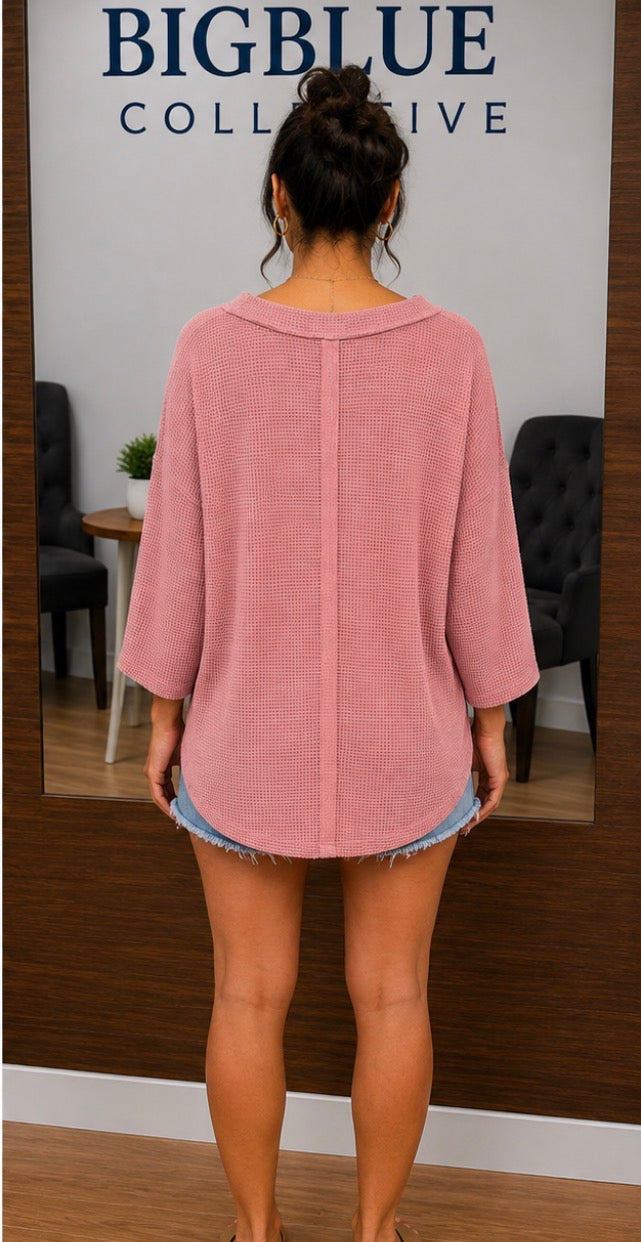 Dusty Rose Waffle Knit Top